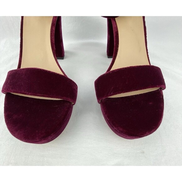Lauren Ralph Dress Sandal Womens 6B Sylvia Velvet Purple Plum Heel Ankle Strap - Picture 3 of 13